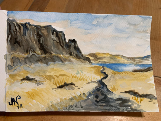 Horsethief Butte watercolor sketch, original